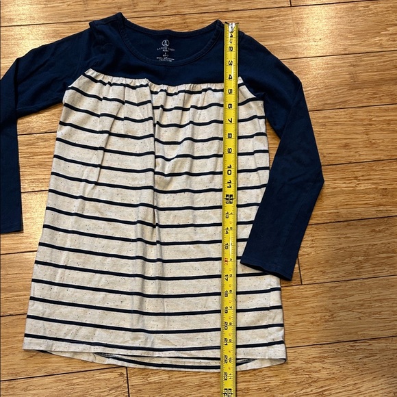 Lands' End Kids East Coast Prep Navy & White Striped Long Sleeve Dress 6X-7 - Picture 3 of 3